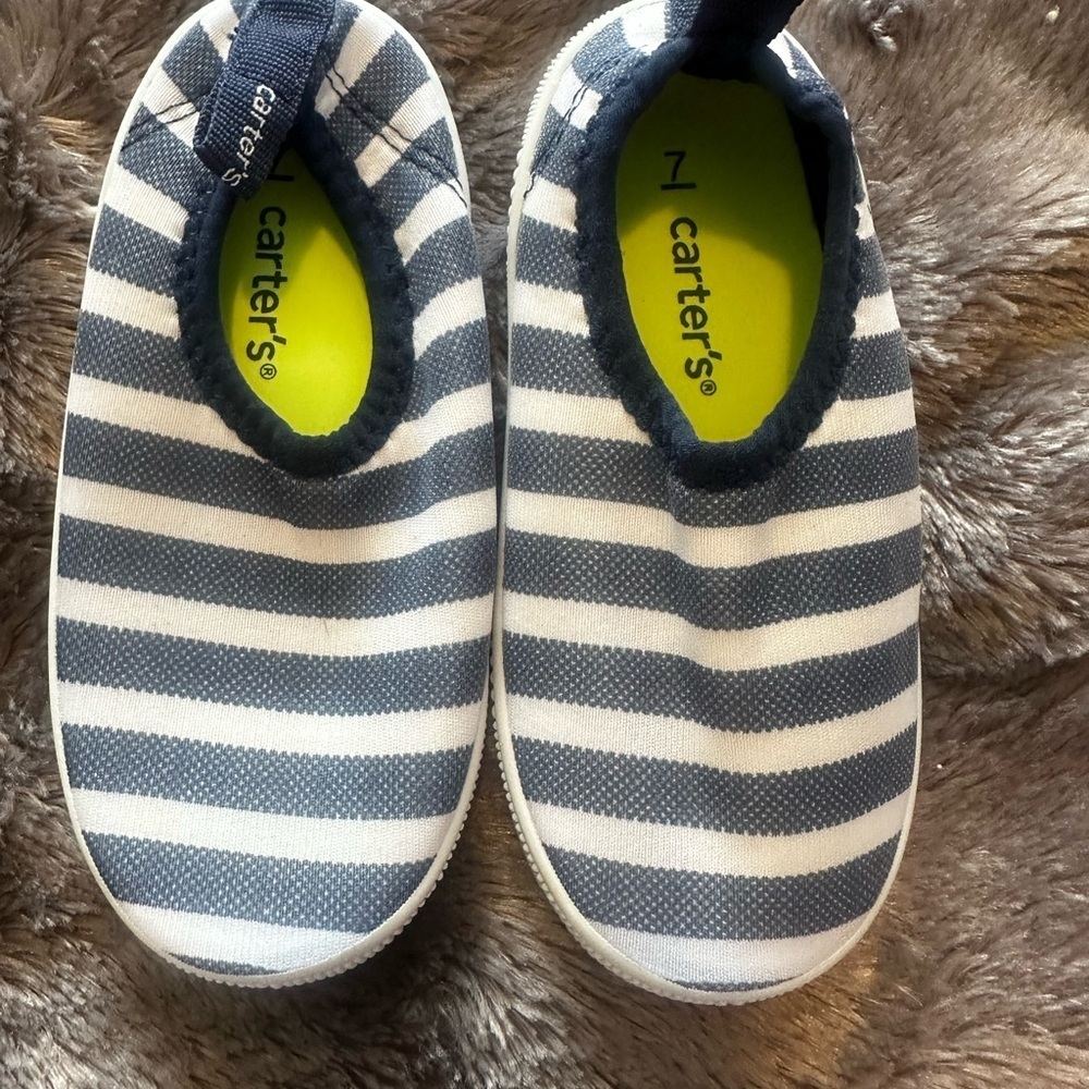 Carter's Blue and White Striped Kids Slip On Shoes for Pool or Beach